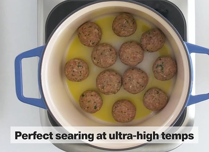Misen 5.5 QT Enameled Cast Iron Dutch Oven - Chip-Resistant Enamel Coating - Thick Iron Core For Heat Retention - Large Cooking Surface - Oven Safe, Induction Compatible - Grill and Silicone Lid, Blue