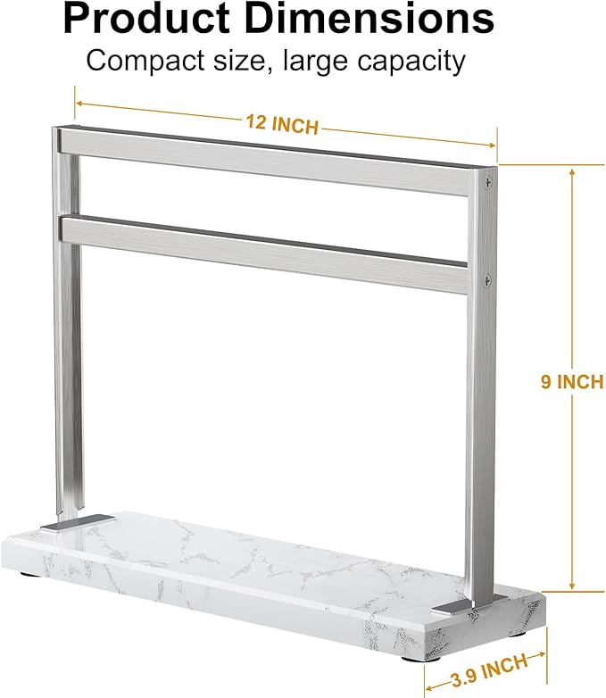 Magnetic Knife Block Stand - Marble Base Magnetic Knife Holder for Counter Top - Double Sided Knife Block without Knives - Stainless Steel Magnetic Kitchen knife holder - White