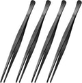 Yaomiao 4 Packs 8 Inch Bar Tweezers Black Cocktail Tongs Long Garnish Tweezers Stainless Steel Bartender Kitchen Cooking Tongs for Cocktail Food Fruit Korean BBQ Bartender Chef, Multi-use