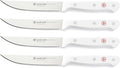 Wusthof 1125460401 Gourmet Four Piece Steak Knife Set, White Handles, 4, Black