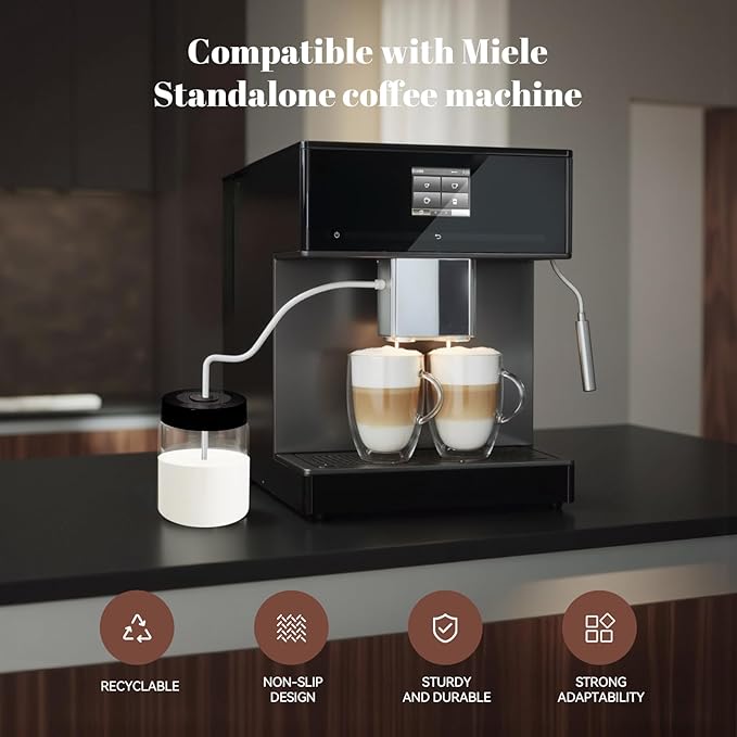 Glass Milk Container for Miele, Compatible with Coffee Machines for Miele 11574240, CM 7750 6360 5300 5310 5510 6160 6350, Prime 316 stainless steel,Incompatible for Built-in Coffee Makers