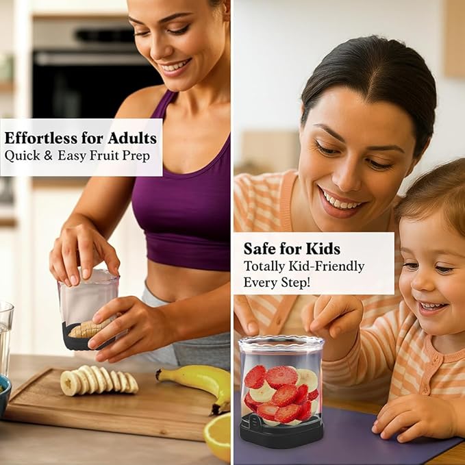 Strawberry Slicer, Fruit Slicer Cup with Push Plate, Grape Cutter Cup Slicers Kitchen Gadget for Egg Kiwi Banana Cucumber, Strawberry Slicers Cutter Tool for Fruits Vegetables (Black, One Size)