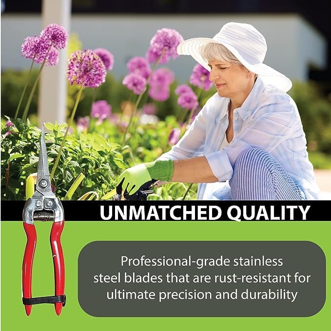 Garden Guru Straight Stainless Steel Pruner Pruning Shears Clippers Snips Sharp Bonsai Cutter Plant Trimming Scissor Straight Blade Garden Scissors Tool -Great for Roses Flowers Herbs Fruits (4 Pack)