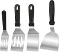4-Pack Stainless Steel Spatulas for Cast Iron Skillet - Heat Resistant Handle Metal Turner & Scraper Set for Griddle, Pancakes, Burgers and Regular Cookware
