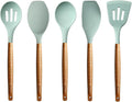 Kitchen Utensils Set, Silicone Cooking Utensils Set,Non-Stick Silicone Spatula Set with Natural Acacia Hard Wood Handle, 5 Piece, Upgraded Thickened Cookware