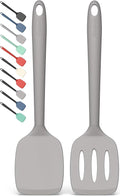 Coukre 2 Pack Silicone Spatula Set, High Heat Resistant, BPA Free Kitchen Spatula, Solid & Slotted Turner for Non-Stick Pans, Sautéing, and Flipping (2, PureGray)