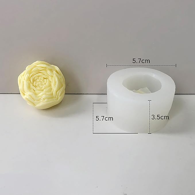 Rose Ball 3D Round Flower Peony Resin Casting Molds - Silicone Mold for Candle Making & Home Decor