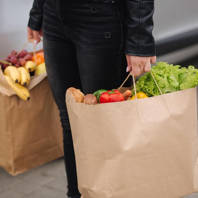 ASSUREPAK DIY Paper Bag - 250 units - Kraft Color - 16"x6"x12" - 74LB (110 GSM strong) Twisted Handle - Recyclable Food & Supermarket Bags for Decorating & Branding - 16612NKPAPTHDL