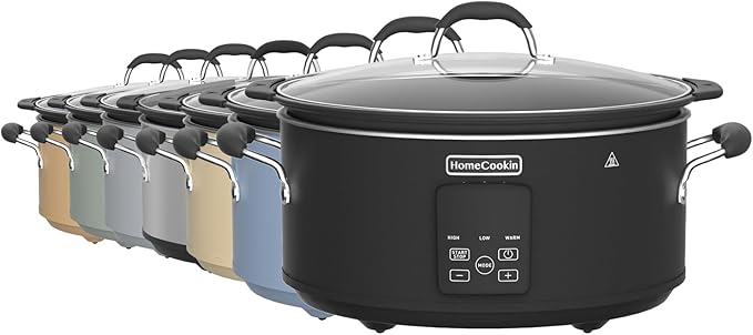 HOMECOOKIN Slow Cooker, Extra Large 10 Quart Digital Programmable Slow Cookers with Timer, Dishwasher Safe Glass Lid & Crock, Kitchen Appliance for Families and Gatherings, Brown