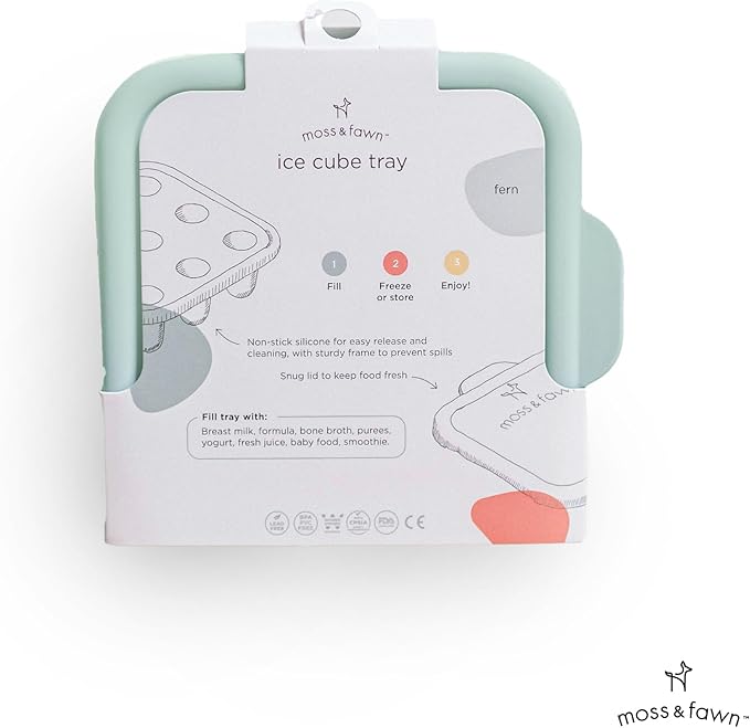 Moss and Fawn Ice Cube Tray - Forage Feeder Freezer & Teething Popsicle Mold for Breast Milk, Formula, Bone Broth, Purees, & Baby Food - BPA, Lead, & PVC-Free - Fern