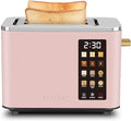 SEEDEEM Toaster 2 Slice, Touch Control Screen, Smart Stainless Toaster, 6 Shade Setting, 6 Bread Selection, Countdown, Removable Crumb Tray, 900W, Peach Pink
