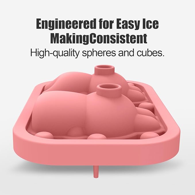 3D Rabbit Shapes Ice Cube Mold Silicone Large Ice Cube Molds 2.5 inch Animal Ice Cube Tray for Cocktails, Bourbon,Brandy, Whiskey Gifts for Men (Pink)