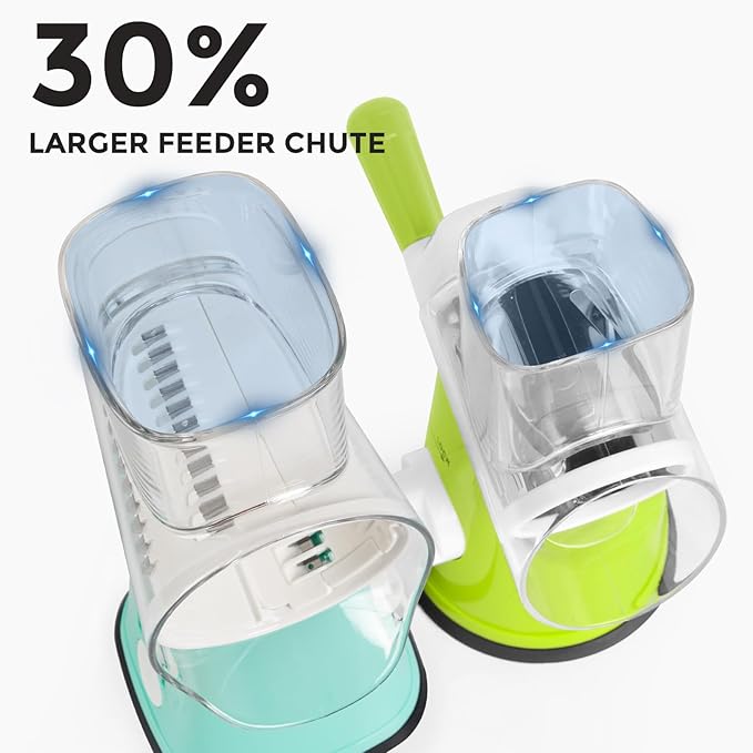 X Home 5-in-1 Rotary Cheese Grater for Kitchen, Upgraded Hand Crank Shredder with Stronger Suction Base & Multifunctional Drum Blades, for Cheese, Vegetables and Nuts, Easy to Use and Clean, Blue