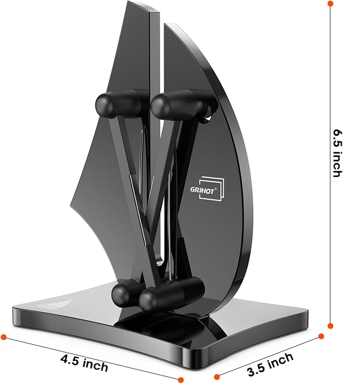VN3 Professional Knife Sharpener | 3-Action Streamlined Sailboat Design for Effortless Knife Sharpening - The Ultimate Tool for Precision 11 to 21 Degree Angles (Obsidian Color)