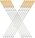 Large Size Kabob Skewers Flat Metal BBQ 22" Barbecue Skewer Wooden Handle Stainless Steel Shish Kabob Stick Wide Reusable Grilling Set Meat Shrimp Chicken Vegetable Kebab Fork Sausage-12PCS