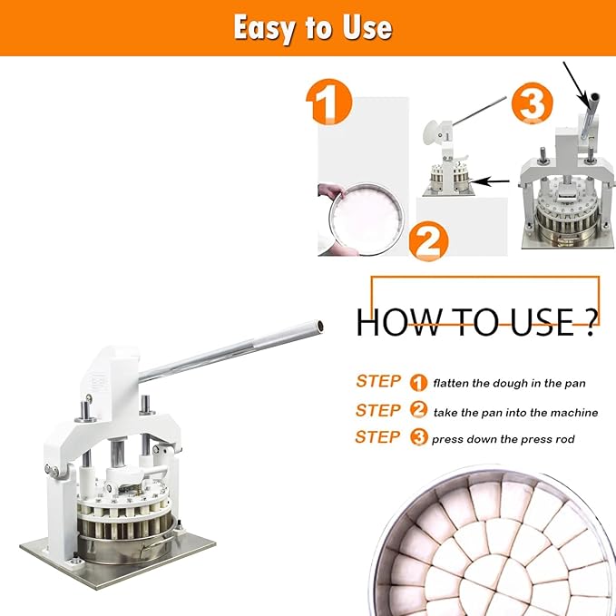 INTSUPERMAI Dough Divider Cutter Machine 40PCS Manual Dough Divider Rounder 2 Pans Hydraulic Dough Equal Cutter DIvider Cutting Machine 0.95oz-5.08oz(27g-144g)