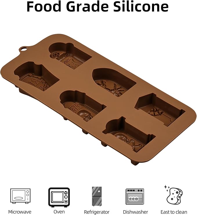 Halloween Chocolate Molds RIP Gravestone Candy Mold 2 pcs Silicone Tombstone Ice Cube Mold (2 x 1.42 inch)