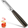 JUSEEPO Premium Vegetable Peeler, I Type Swivel 304 Stainless Steel Blade Comfortable Solid Wood Handle, Practical Gift for Restaurant Baking Chef Woman for Veggie, Fruit, Potato(Charred Wood)