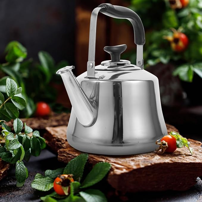 Luxshiny Whistling Tea Kettle: Stainless Steel Boil Water Kettle with Filter for Home and Office Use - 1.5L (Silver)