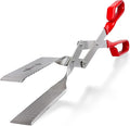 Shark BBQ Grill Tongs - 17 inch Red. Professional kitchen and outdoor grilling utensil. Long reach Barbeque Grilling Tongs. Ideal for steak, fish, burger, and sausage