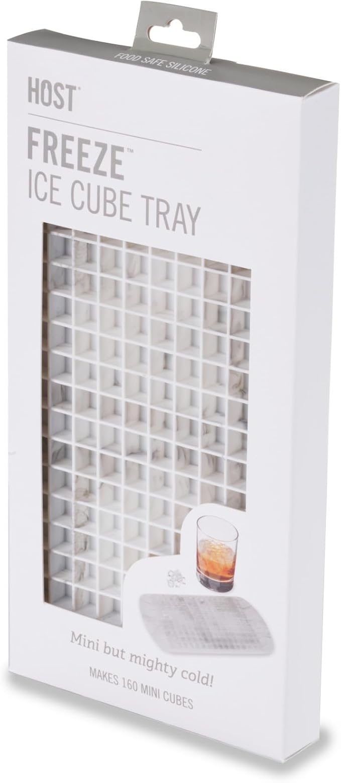Host Mini Ice Cube Tray, Makes 160 Cubes, Durable Silicone Trays, Perfect for Cocktails, Whiskey, Bourbon, Margarita, Mojito, Iced Coffee, Home Kitchen Essentials, Set of 1, Marble