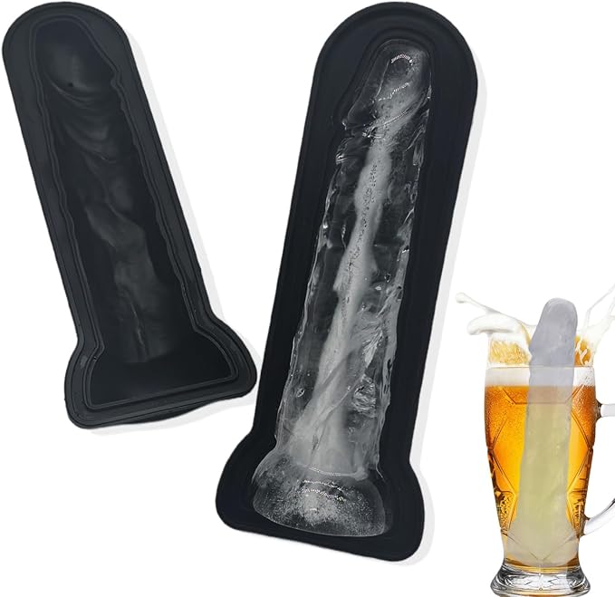 Adult Ice Cube Mold,Novelty Ices Cube mold Tray,BPA Free Silicone Mold with Lid, Great for Party Tricks & Homemade Ice,for Whiskey Cocktails,Brandy,Juice Beverages（Black）