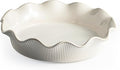 Ceramic Deep Pie Pan for Baking, 11 inch Porcelain Pie Dish for Apple Pie, Oven & Dishwasher Safe, Farmhouse Decor, 48 Ounce Deep Plate for Kitchen, Non-Stick Pie Pans, Off-White