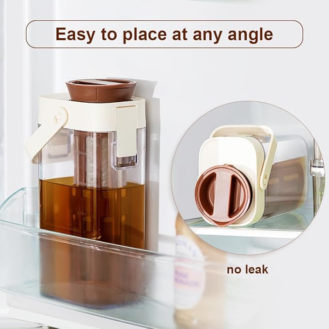 Cold Brew Coffee Maker, 1L/35oz Portable & Durable Iced Tea and Coffee Brewer, Leak-Proof & BPA-Free, Removable Mesh Filter For Easy Cleaning & Using, Dishwasher Safe, Space Saving.