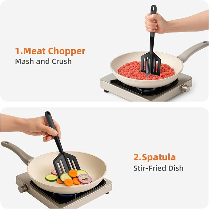 Meat Chopper, Heat Resistant Meat Masher for Hamburger, Ground Beef Smasher, Non Stick Mix Ground Chopper, Mix and Chop Potato Masher Tool 2in1 Twist Design