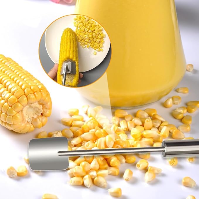 Easy Clean Corn Cob Peeler, 2025 New Corn Peeler for Corn on the Cob, Upgrade Corn Cob Stripper Corn on the Cob Remover, Stainless Steel Corn Stripping Tool for Home Kitchen and Restaurant Chef (2)