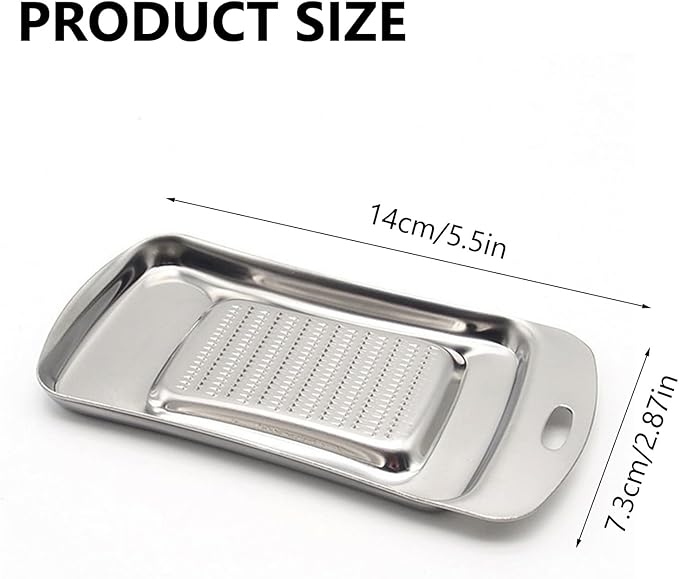 Stainless Steel Ginger Grater, Lemon Zester, Cheese Grater with Wasabi Garlic Grinding Tool for Sushi, Sashimi, Tempura, Silver