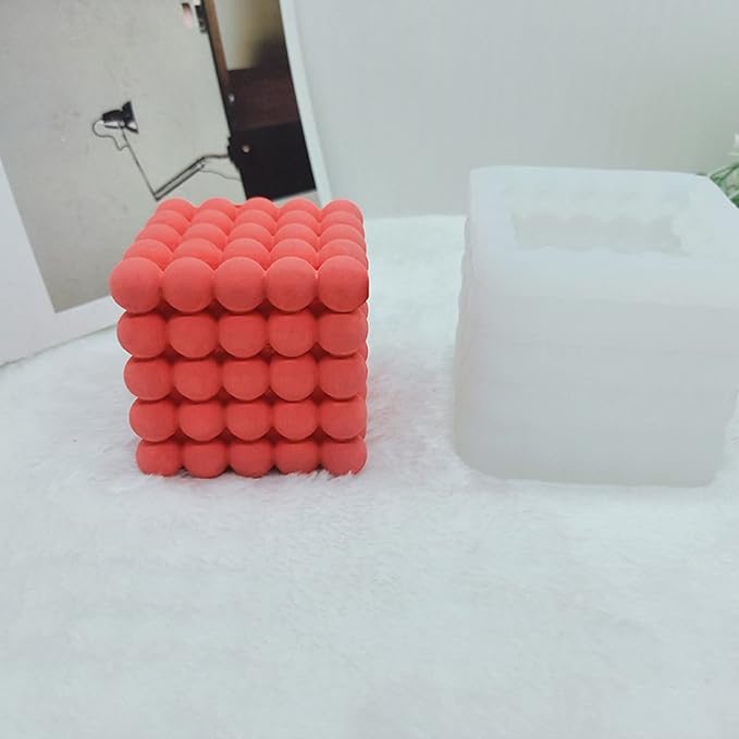 Bubble Cube Silicone Candle Mold for Candle Making, Silicone Soap Mold Fondant Chocolate Cake Mould Epoxy Resin Casting Mold DIY Wax,Polymer Clay