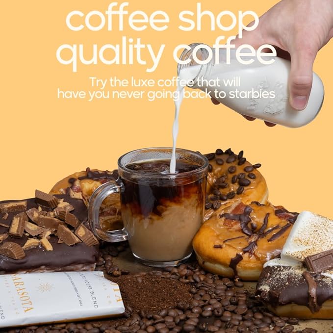 Sarasota Coffee Ground Packets | Gourmet Medium Roast Ground Coffee Packs | Breakfast Blend | Low Acid Mold Free Singles Packets | Individual Pouches for 12 Cup Coffee Maker | 2 Ounce Bags, 12 Count
