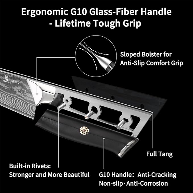 Chef Knife,8inch Damascus knife,67-Layer High Carbon Stainless Steel Kitchen Knife,Professiona Sharp Cutting Knives with Ergonomic G10 Black Handle,Gift Box for Home and Kitchen Birthday Gift