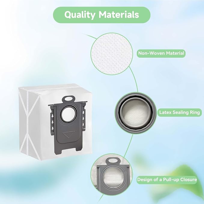 6 Pack Q5 vacuum bags for Roborock Q5 Max+, Q7 M5+, Q10 S5+, Q10 X5+, Q8 MAX+, Q7 MAX+, S7 Max Ultra, S8+ Robot Vacuum, Disposable Dirt Disposal Bags