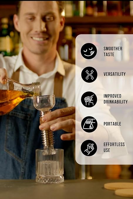The Paz Magnetic Filtration Funnel - Stainless Steel Funnel for Smoother, Enhanced & Refined Drink Flavor - Premium Barware Essentials