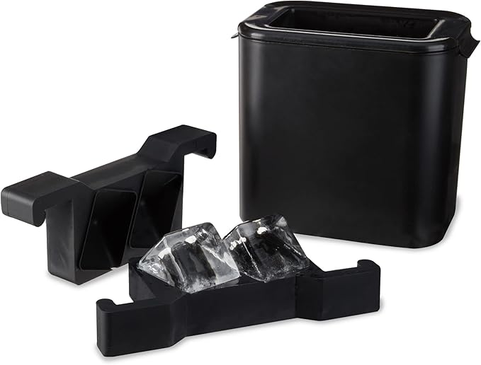 Viski Ice Maker, Whiskey Ice Cube Molds Makes 2 Large Crystal Clear Cubes, Perfect for Old Fashioned, Bourbon, Scotch & Craft Cocktail Drinks, Home Bar Accessories, Barware Essentials, Set of 1, Black