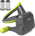 Cheese Grater Hand Crank, Patented Rotary Parmesan Cheese Grater Cheese Shredder Handheld with Fine & Coarse Drums, Restaurant Cheese Grinder with Handle for Hard Cheese, Gray Green