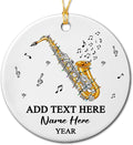 Customized Year Text Name Alto Saxophone Player Ceramic Ornament, Personalized Alto Saxophone Instrument Xmas Ornaments Gift for Women Men Friends Husband Wife, Unique Musical Lover Ceramic Ornament
