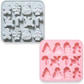 Christmas Silicone Chocolate Molds, 2Pcs Baking Molds Santa Claus Snowman Gingerbread Man Tree Walking Stick Elk 6 Shapes for Jelly Candy Ice Cube Fudge Resin