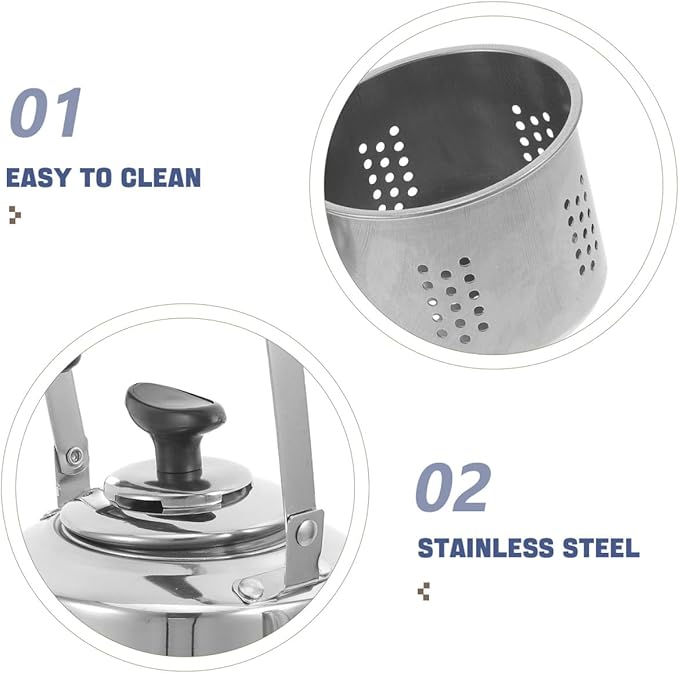 Luxshiny Stainless Steel Tea Kettle for Stove Top with Removable Infuser Large Capacity Water Kettle 1.1 Quart Silver Teapot for Home Kitchen