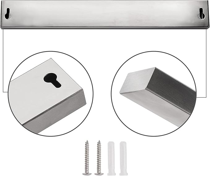 Enkrio Knife Magnetic Strip - Upgraded 11.8 Inch Stainless Steel Magnetic Knife Holder for Wall with 3M Type, Magnet Knife Strip Bar Rack for Kitchen Utensil & Tool Holder