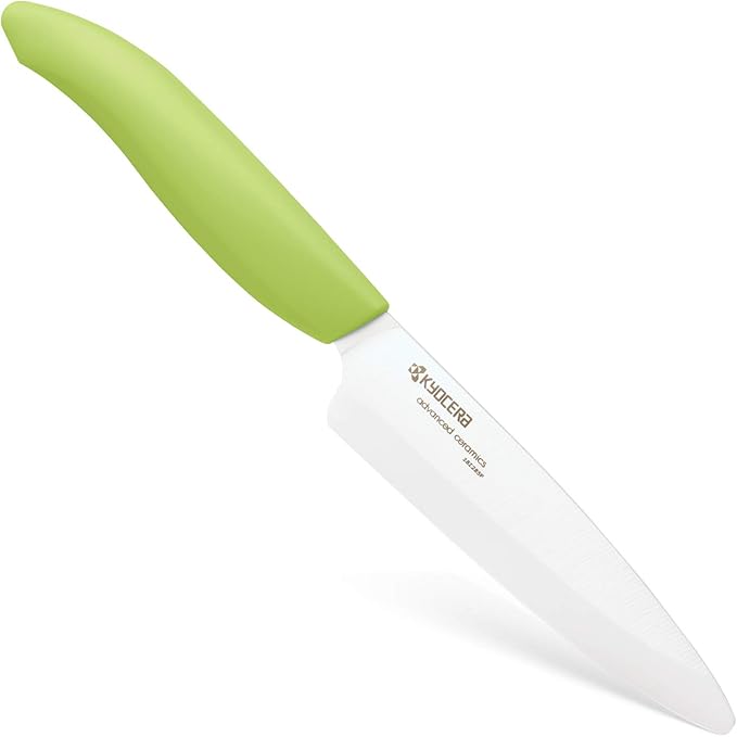 Kyocera Advanced Ceramic Revolution Series 4.5-inch Utility Knife, Green Handle, White Blade