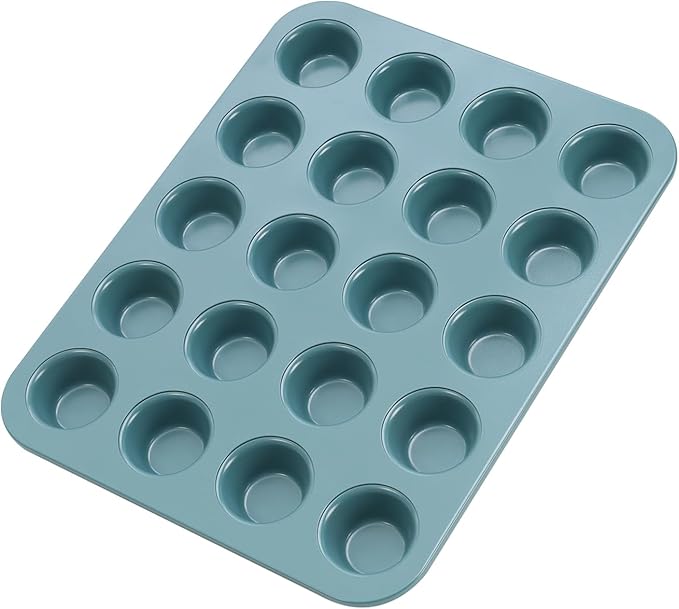 CHEFMADE Mini Muffin Pan, 20 Cups Non-Stick Tiny Cupcake Pan Bakeware for Oven Baking (Green)