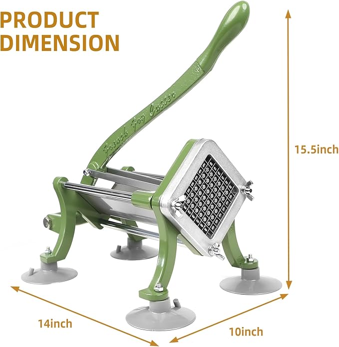 French Fry Cutter Commercial Potato Slicer with Suction Feet Complete Set, Includes 1/4", 3/8",1/2",8 Pieces,6 Pieces