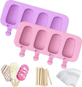 Ozera Popsicles Molds Set of 2, Silicone Cake Pop Molds Reusable Homemade Popsicle Maker Ice Pop Cakesicle Molds with 50 Wooden Sticks & 50 Popsicle Bags