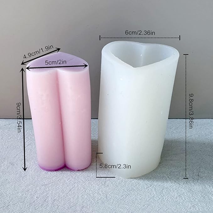 Love Cylinder Silicone Candle Mold, Pillar Candle Mould Fondant Chocolate Cake Tool for Soap, Crayon, Wax, Plaster,Polymer Clay