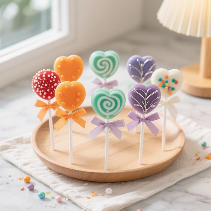Circle Heart Cake Pop Mold Set with 9" Tray, Easy Cake Pop Maker and Baking Mold for Home Baking, Birthday Parties, Wedding Desserts