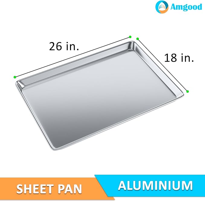 Pack of 6 | 18 in. x 26 in. Full Size Aluminum Bun. / Sheet Pan | Ideal for baking, roasting, cooling, prepping, or storing - a must-have in restaurants, bakeries, and busy kitchens.