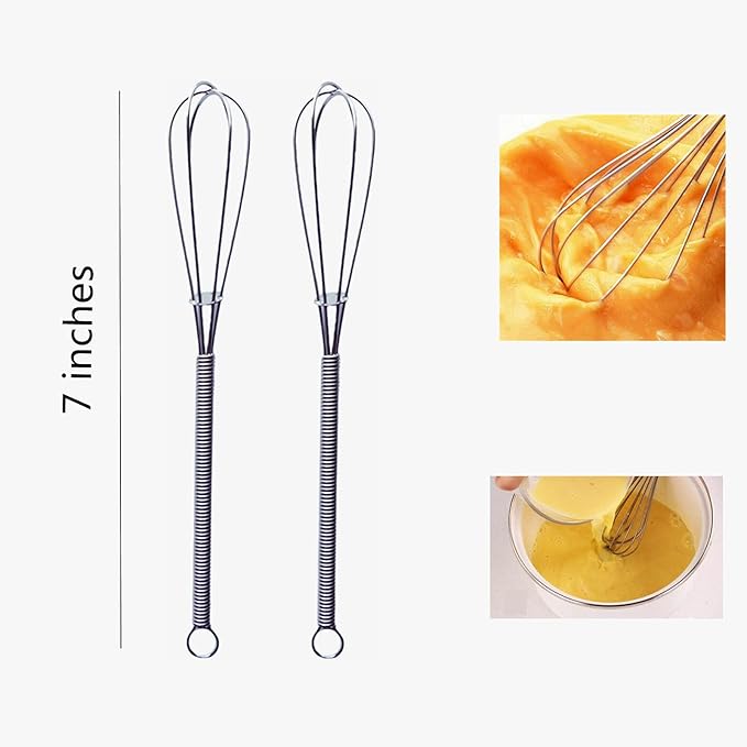 6 Pcs Small Wire Whisks 7 Inches Mini Stainless Steel Whisks for Cooking Kitchen